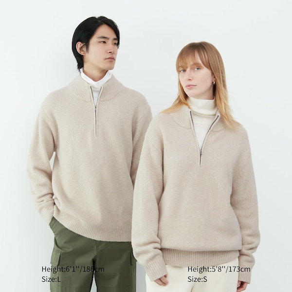 Uniqlo Souffle Yarn Long-Sleeve Half-Zip Miesten Neulepuserot Beigwe | 8631-AFKGM