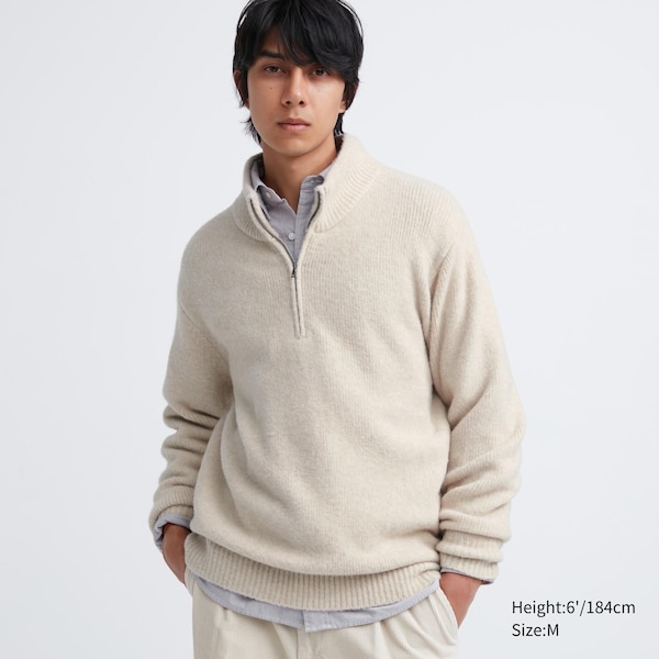 Uniqlo Souffle Yarn Long-Sleeve Half-Zip Miesten Neulepuserot Beigwe | 8631-AFKGM