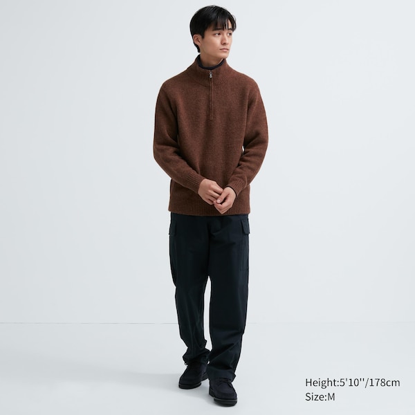 Uniqlo Souffle Yarn Long-Sleeve Half-Zip Miesten Neulepuserot Ruskea | 9748-GFLPJ