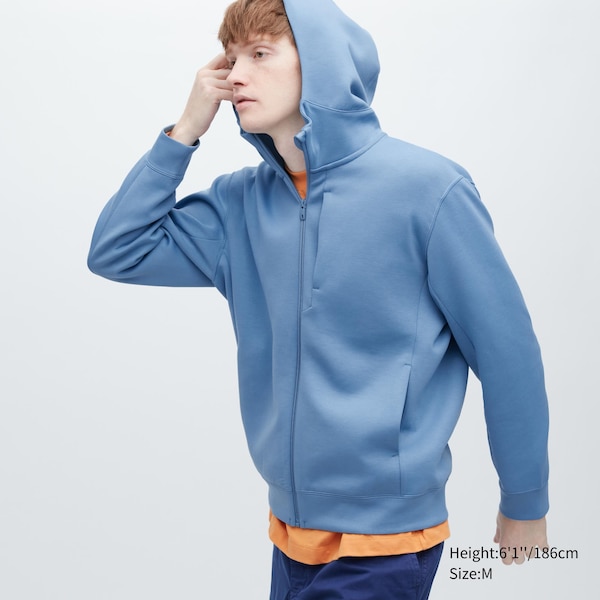 Uniqlo Stretch Dry Sweat Long-Sleeve Full-Zip Miesten Huppari Sininen | 3512-EWIHC