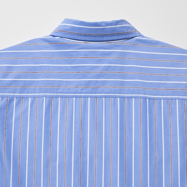 Uniqlo Striped Cotton Long-Sleeve Long Shirt Naisten Mekko Sininen | 0432-OJZAV