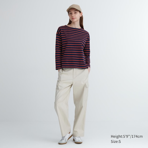 Uniqlo Striped Long-Sleeve Naisten T Paidat Ruskea | 1756-BTRZP