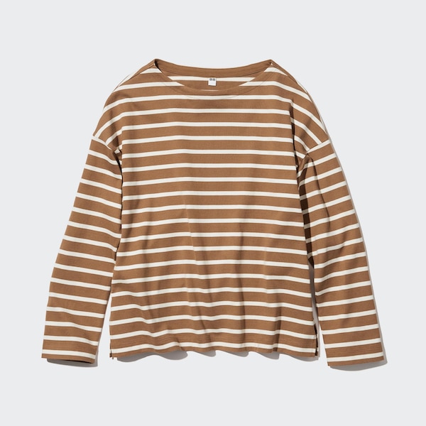 Uniqlo Striped Long-Sleeve Naisten T Paidat Ruskea | 1756-BTRZP