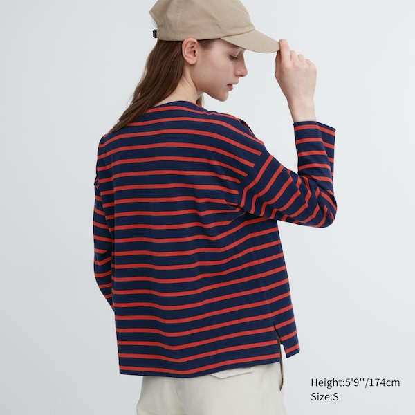 Uniqlo Striped Long-Sleeve Naisten T Paidat Punainen | 5823-OTGFW