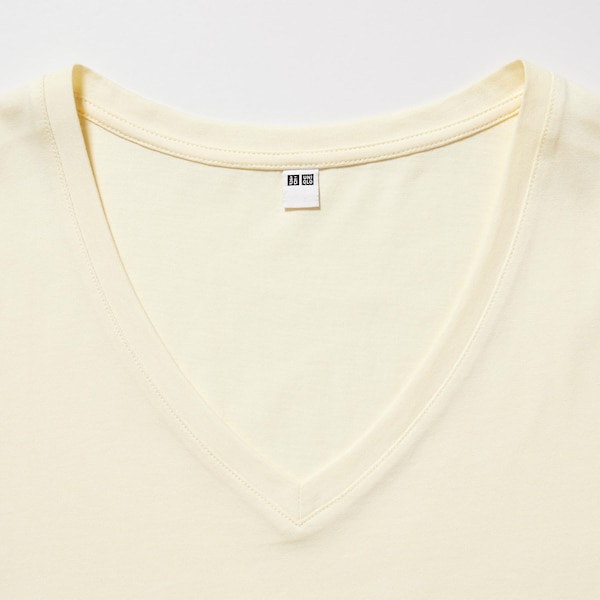 Uniqlo Supima® Cotton V-Neck Short-Sleeve Naisten T Paidat Keltainen | 4968-SXQBJ