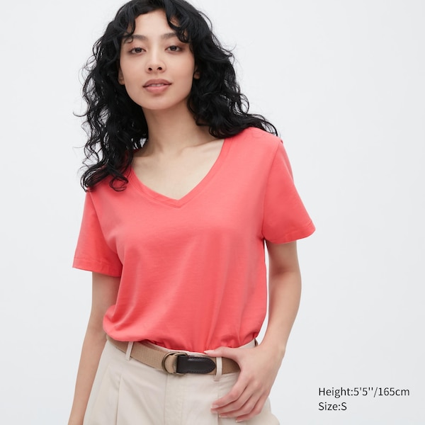 Uniqlo Supima® Cotton V-Neck Short-Sleeve Naisten T Paidat Pinkki | 2819-TJFZP