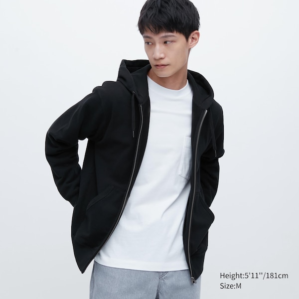 Uniqlo Sweat Full-Zip Miesten Huppari Mustat | 6109-JUDPS