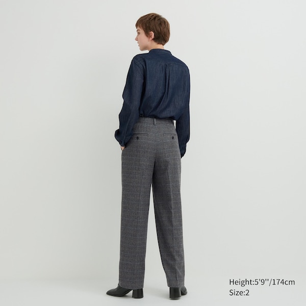 Uniqlo Tweed Wide-Fit Pleated Naisten Housut Tummanharmaat | 1904-UXIFO