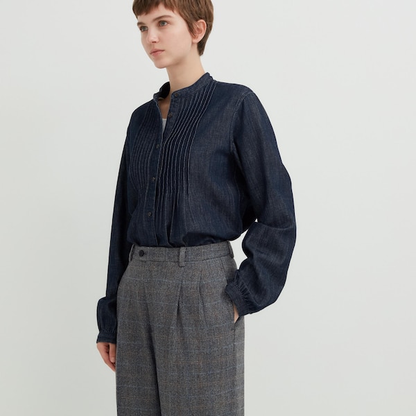 Uniqlo Tweed Wide-Fit Pleated Naisten Housut Tummanharmaat | 1904-UXIFO