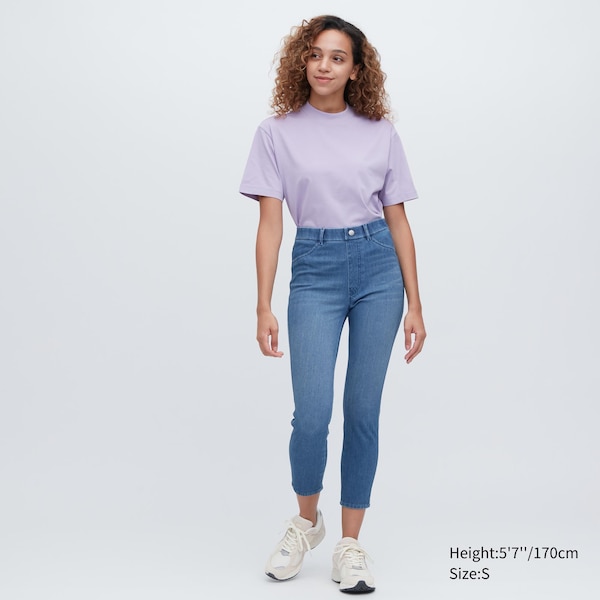 Uniqlo Ultra Stretch Denim Cropped Leggings Naisten Housut Sininen | 3527-VCRYO