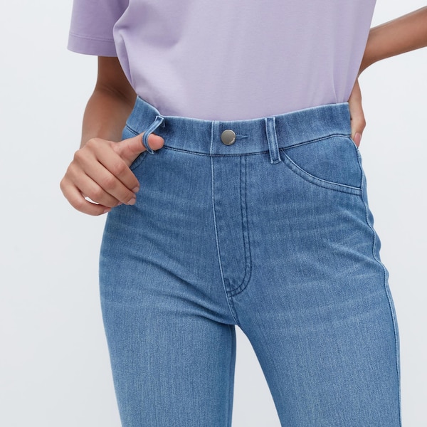 Uniqlo Ultra Stretch Denim Cropped Leggings Naisten Housut Sininen | 3527-VCRYO