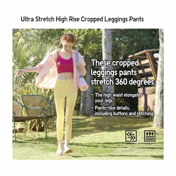 Uniqlo Ultra Stretch High-Rise Cropped Leggings Naisten Housut Keltainen | 1578-IRKUV