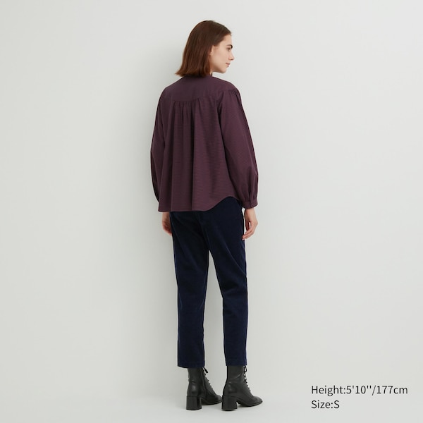 Uniqlo Volume Checked Long-Sleeve Naisten Paidat Viininpunainen | 7501-XABON