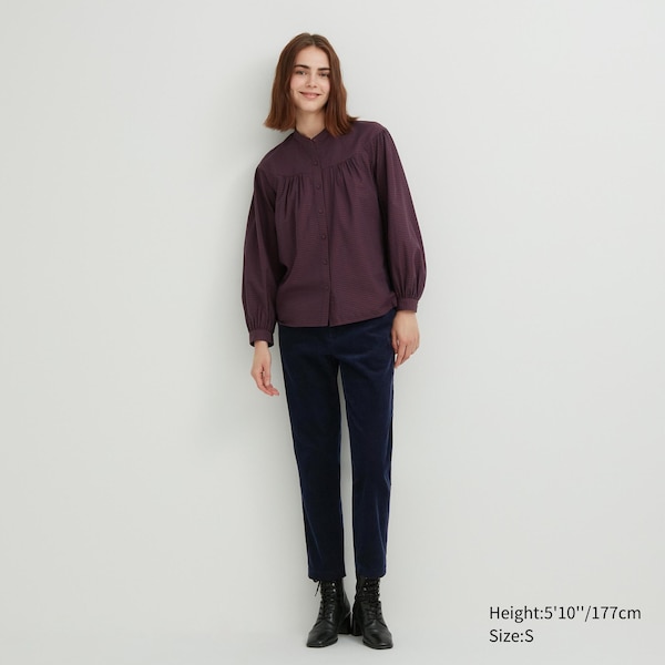 Uniqlo Volume Checked Long-Sleeve Naisten Paidat Viininpunainen | 7501-XABON