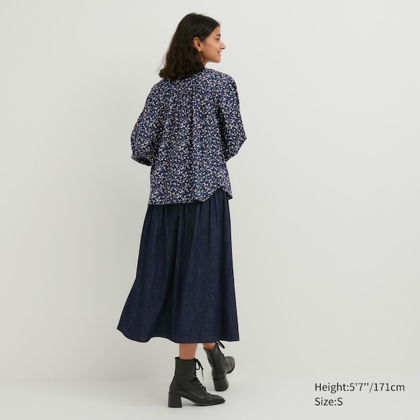 Uniqlo Volume Printed Long-Sleeve Naisten Paidat Sininen | 2850-VYCGJ