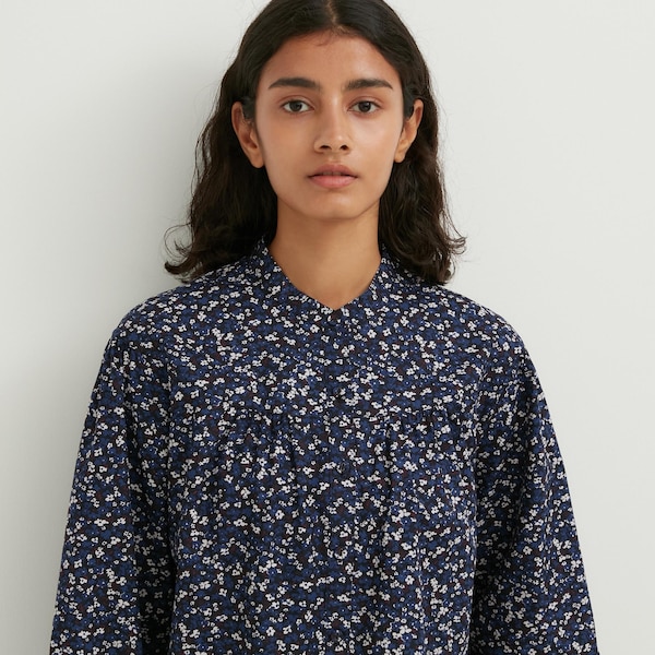 Uniqlo Volume Printed Long-Sleeve Naisten Paidat Sininen | 2850-VYCGJ