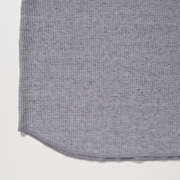 Uniqlo Waffle Henley Neck Long-Sleeve Miesten T Paidat Sininen | 6310-BMKAU