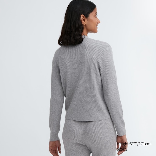 Uniqlo Washable Knit Ribbed Long-Sleeve Naisten Neuletakki Harmaat | 9082-SLPNQ