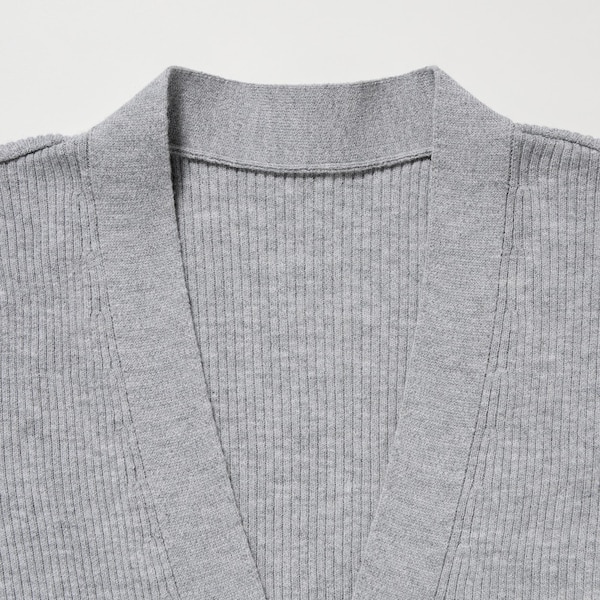 Uniqlo Washable Knit Ribbed Long-Sleeve Naisten Neuletakki Harmaat | 9082-SLPNQ