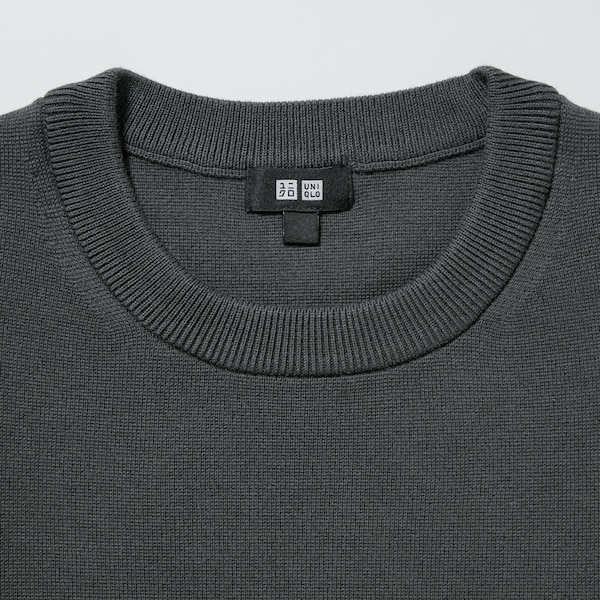 Uniqlo Washable Milano Ribbed Crew Neck Miesten Neulepuserot Tummanharmaat | 2756-GIDAJ