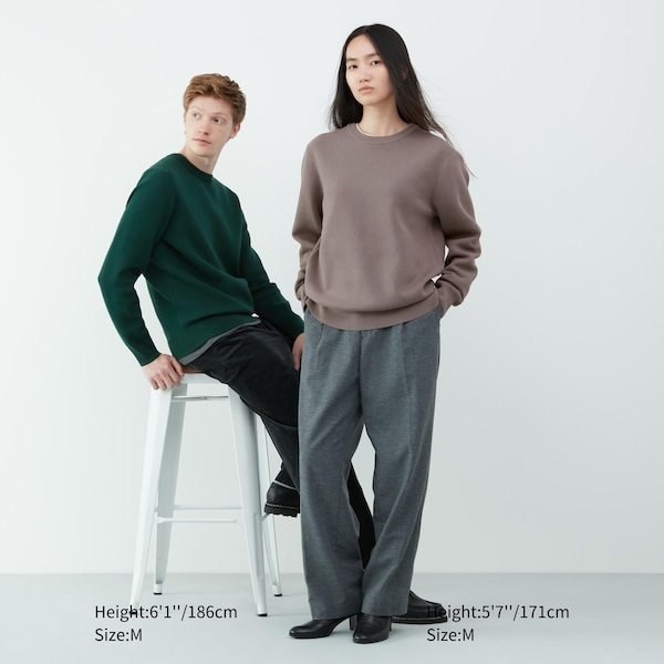 Uniqlo Washable Milano Ribbed Crew Neck Miesten Neulepuserot Harmaat | 0214-GKJXN