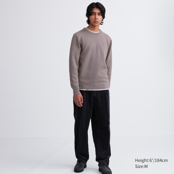 Uniqlo Washable Milano Ribbed Crew Neck Miesten Neulepuserot Harmaat | 0214-GKJXN