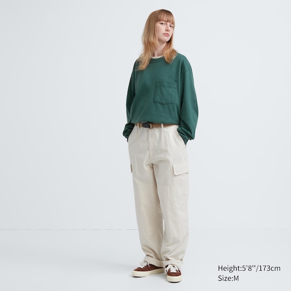 Uniqlo Washed Cotton Crew Neck Long-Sleeve Naisten T Paidat Vihreä | 4092-LQBRT