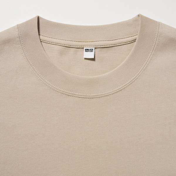 Uniqlo Washed Cotton Crew Neck Long-Sleeve Miesten Puserot Beige | 5163-TZIRL