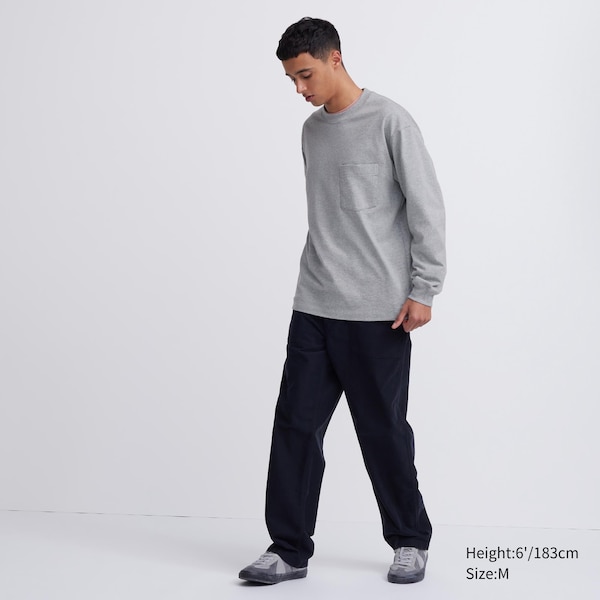 Uniqlo Washed Cotton Crew Neck Long-Sleeve Miesten T Paidat Harmaat | 7846-ZORFC