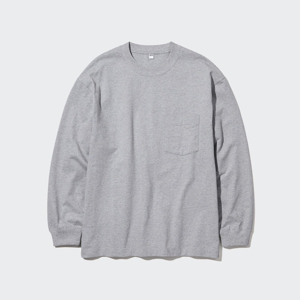 Uniqlo Washed Cotton Crew Neck Long-Sleeve Miesten T Paidat Harmaat | 7846-ZORFC