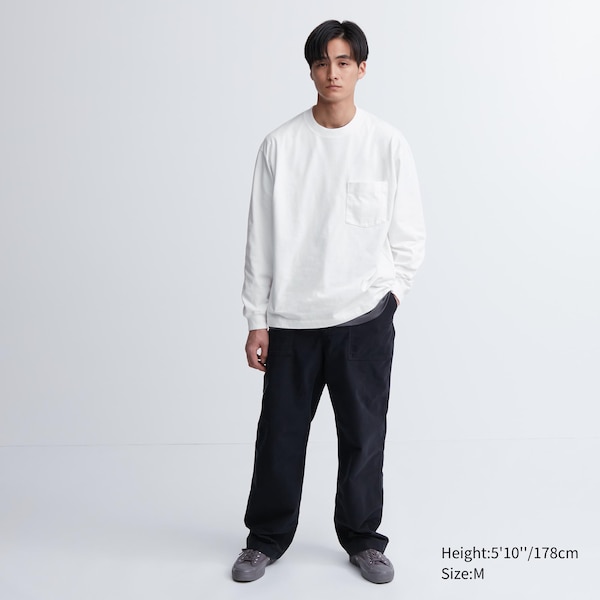 Uniqlo Washed Cotton Crew Neck Long-Sleeve Miesten T Paidat Harmaat | 4160-PEMWR