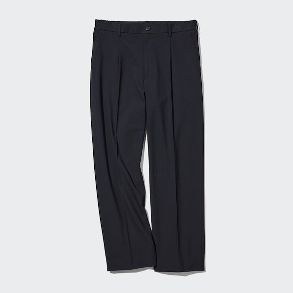 Uniqlo Wide-Fit Pleated Miesten Housut Mustat | 2513-MLRYJ