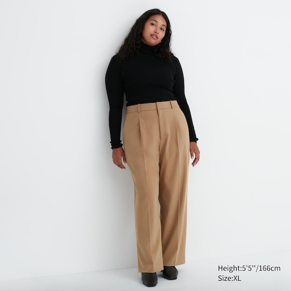 Uniqlo Wide-Fit Pleated Naisten Housut Beige | 0743-NPHGW