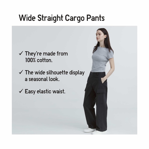 Uniqlo Wide Straight Cargo Naisten Housut Valkoinen | 5031-VWGOY