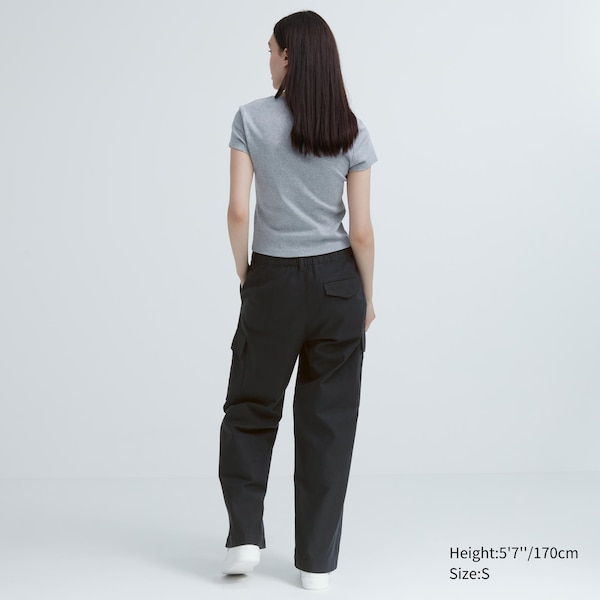 Uniqlo Wide Straight Cargo Naisten Housut Mustat | 9256-COMYH