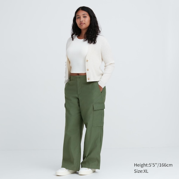 Uniqlo Wide Straight Cargo Naisten Housut Vihreä | 1843-MNXSK