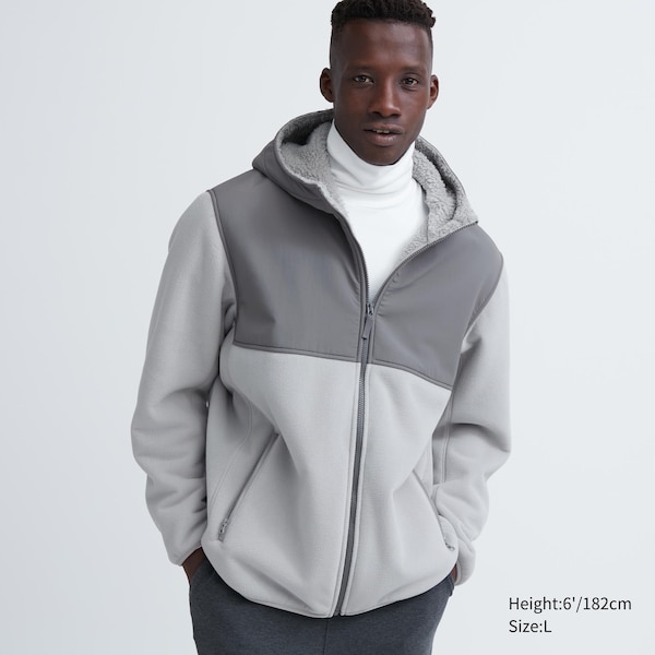 Uniqlo Windproof Outer Fleece Full-Zip Miesten Huppari Vaaleanharmaat | QHFIUB-704